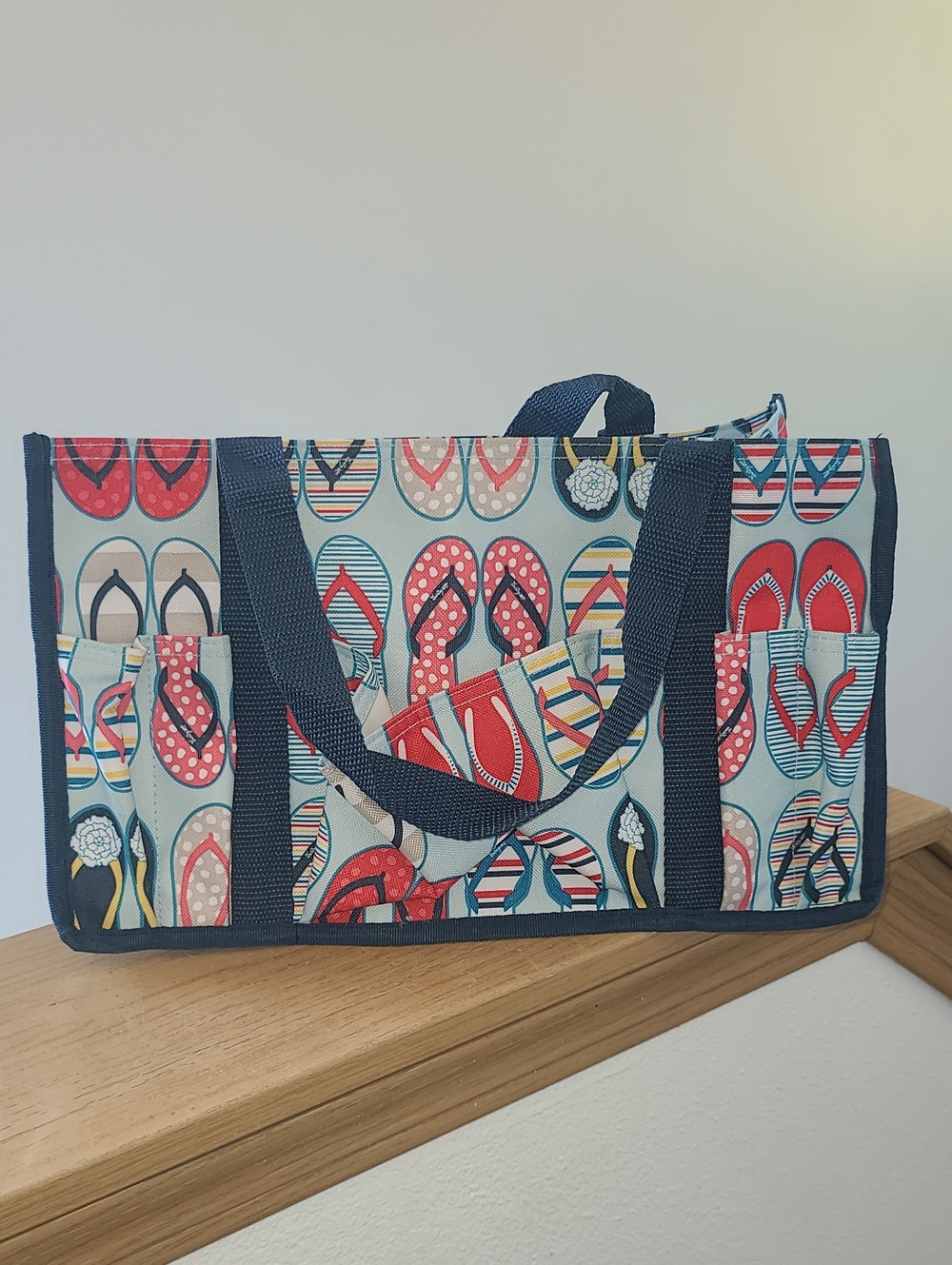 Thirty-one Canvas Tote Bag with Red Flip-Flop Print